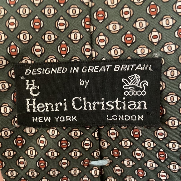 HC Henry Christian Made in Great Britain Green Tie with Design - Picture 4 of 5